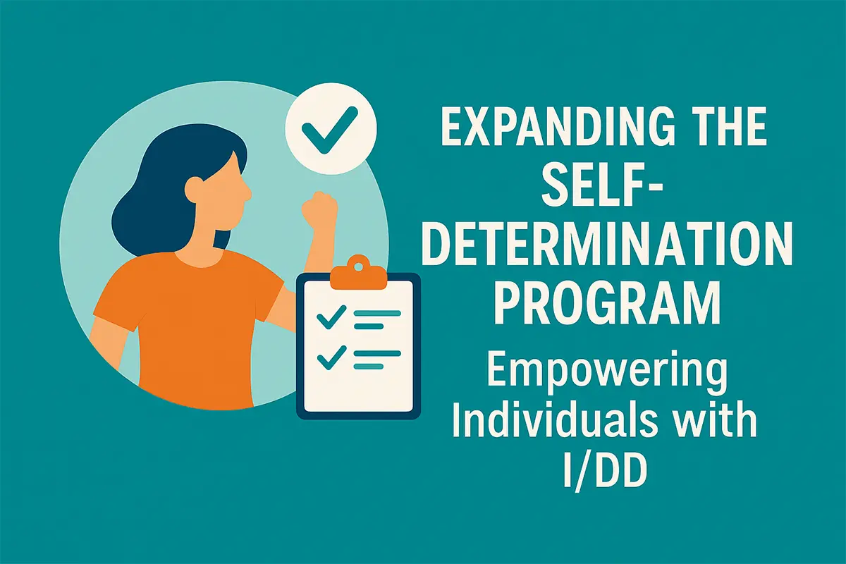 Illustration of a woman raising her fist in empowerment next to a clipboard with checkmarks and a large checkmark symbol above, symbolizing progress and self-determination.