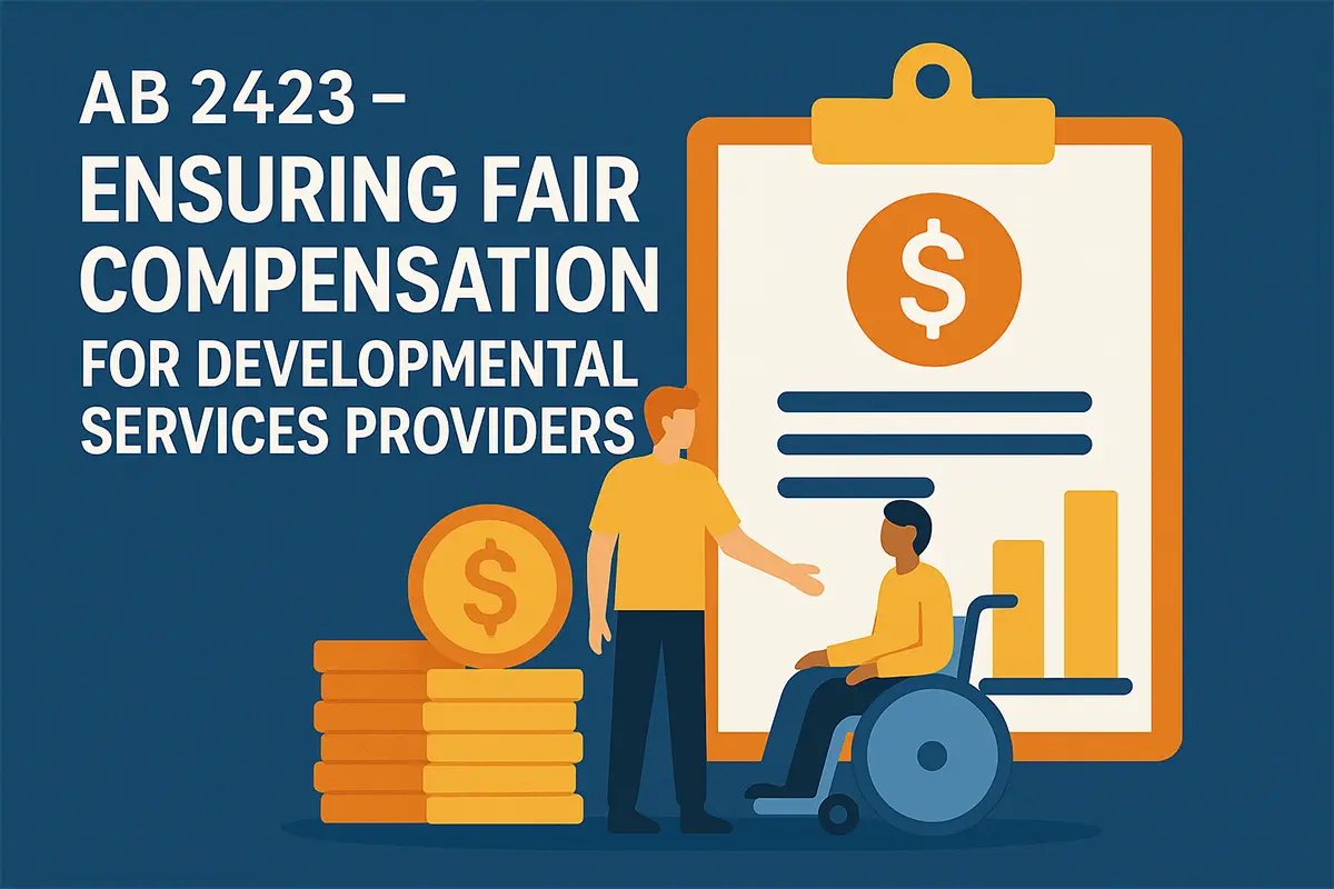 Illustration of a standing man reaching out to a seated man in a wheelchair, with a large clipboard featuring a dollar symbol and bar graph in the background, and a stack of coins beside them—symbolizing compensation and support.